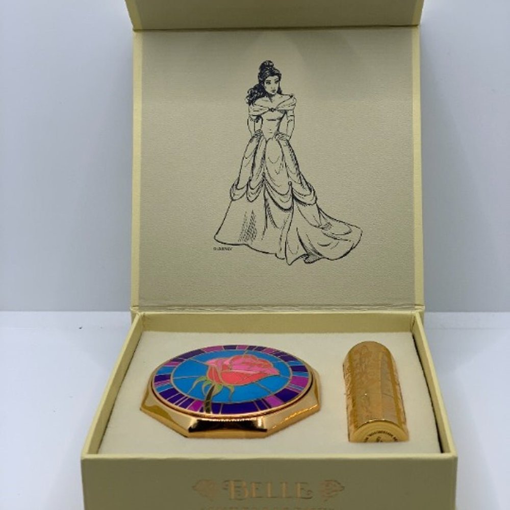 BELLE BESAME DISNEY PRINCESS SIGNATURE REFILLABLE COMPACT & LIPSTICK *LE 500*